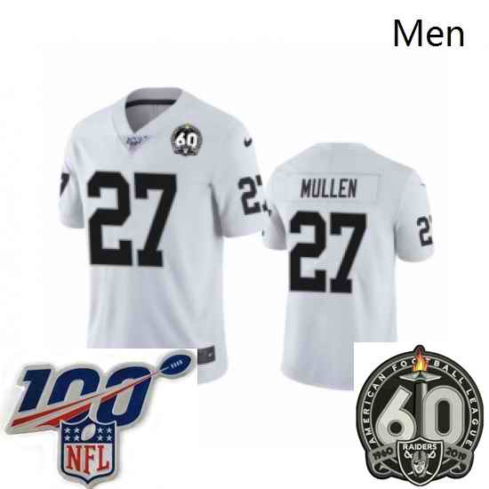 Men Oakland Raiders #27 Trayvon Mullen White 60th Anniversary Vapor Untouchable Limited Player 100th Season Football Jersey
